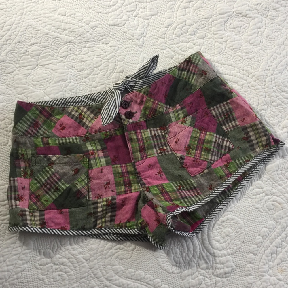 Sz 0 Free People Hippie Patchwork Shorts Boho